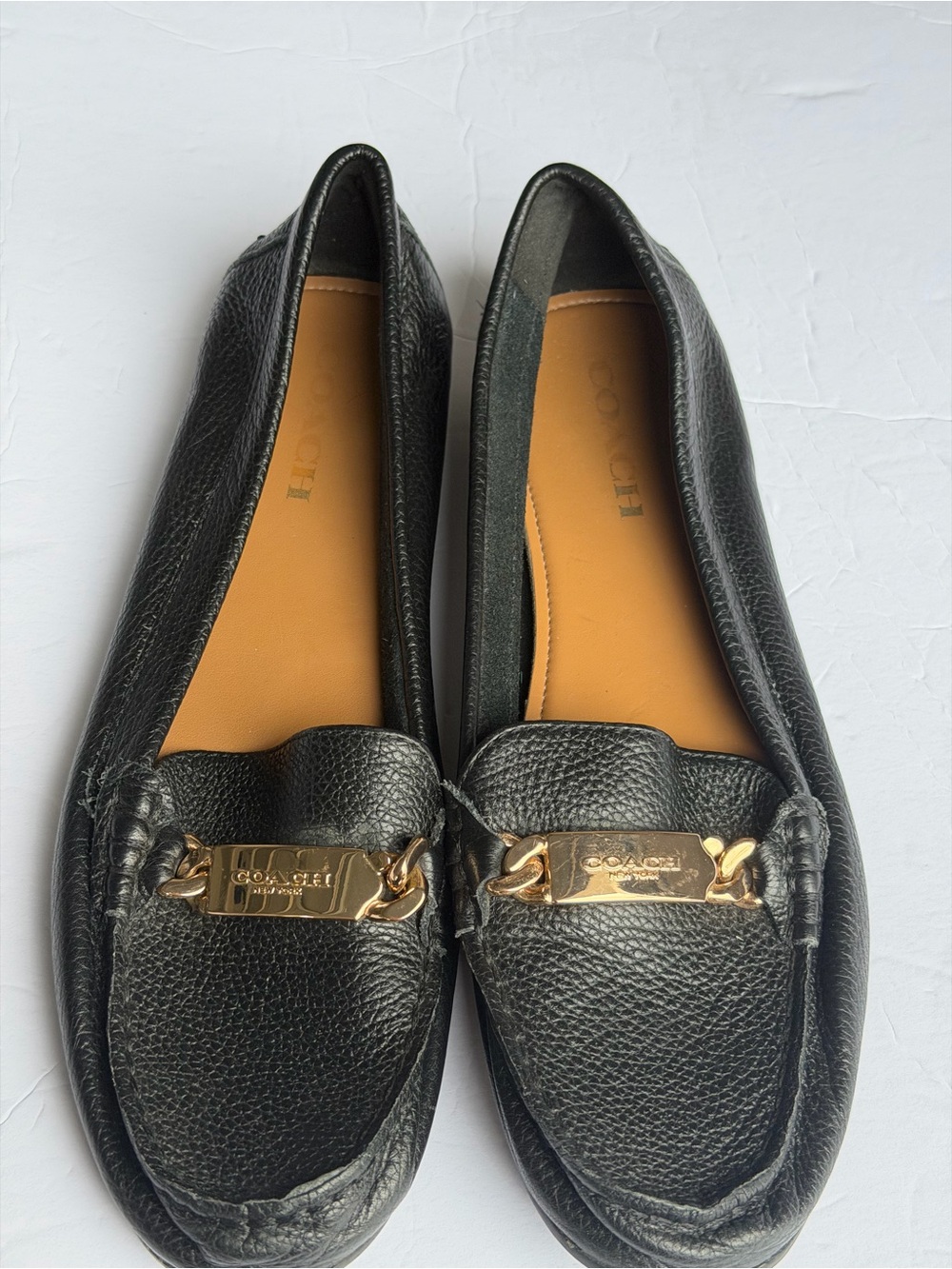 Coach “Olive”Black Pebbled Leather Loafers Size 9.5